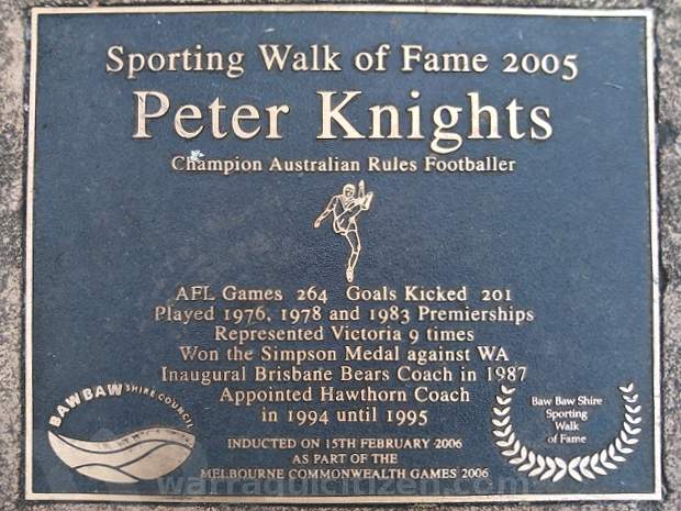 peter knights wof plaque